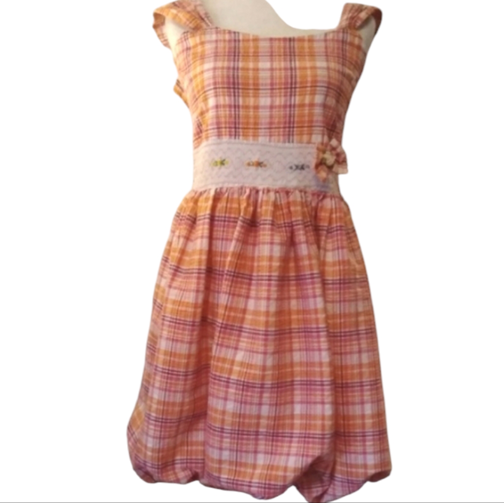Vintage Madras VintageStyle Pouf Dress Custom Made Small
